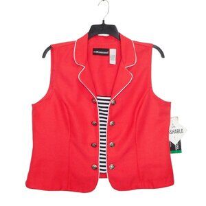 Sag Harbor Top Womens 18 Coral Polyester Sleeveless Layered Look Buttons Career